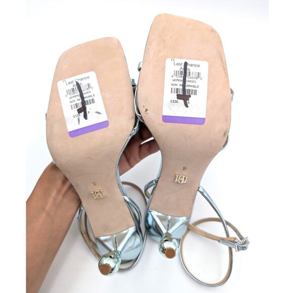 Badgley Mischka Ivette Pearl Heel Evening Sandals Women's Blue Size US8M EU39 - Picture 8 of 10